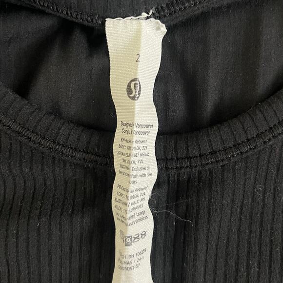 Lululemon All It Takes Ribbed Nulu Black Cropped Ruched T-Shirt - Picture 6 of 6